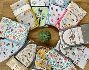 Double Oven Gloves thick padded cotton Bbq Kitchen Baking Mitts Gloves New In