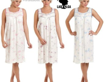 Ladies Cotton Nightgown Women, Sleepwear, Sleeveless Jersey Floral Print Nighties, Nightdress