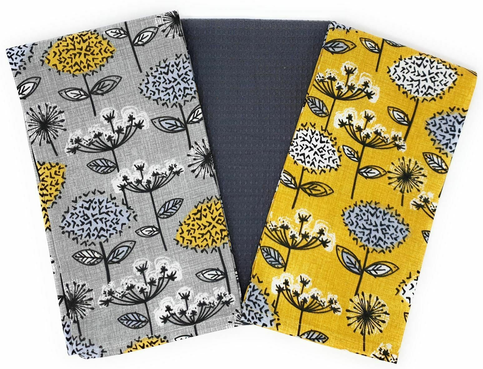 Flower Tea Towel Set Novelty Kitchen Tea Towels Kitchen Etsy