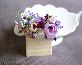 Purple pocket boutonniere Lavender wedding Lilac flowers Groomsmen