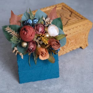 Boho Rust Terracotta pocket boutonniere Fall Autumn wedding Groom Wedding flower accessories