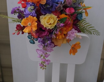Wildblumen Brautstrauß Regenbogen Garten Hochzeit Brautjungfer Bouquet Bunter Strauß Sommer Frühling Hochzeitsblumen Seidenblumenstrauß