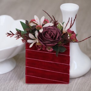 Dusty pink burgundy boutonniere, Burgundy wedding, Wrist corsage, Fall buttonhole, Wedding flowers