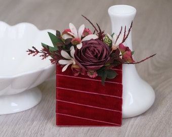 Dusty pink burgundy boutonniere, Burgundy wedding, Wrist corsage, Fall buttonhole, Wedding flowers