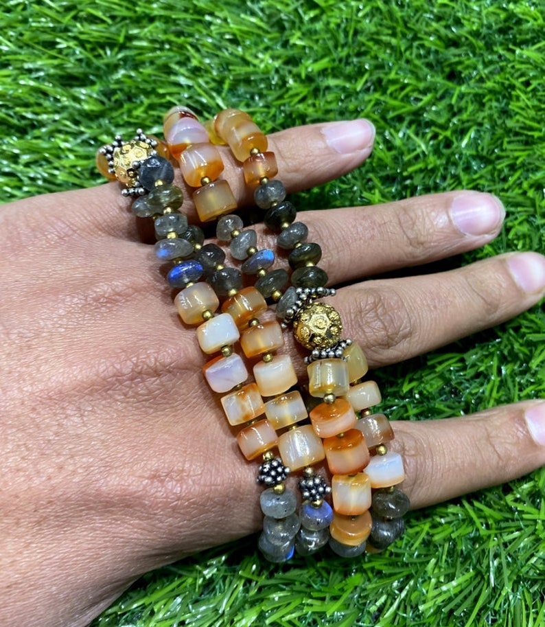 100/% Natural Labradorite Onyx Loose Necklace 20 Inches Rainbow Jewelry Stone With Brass metal Jewelry Labradorite Gemstone#B/_172