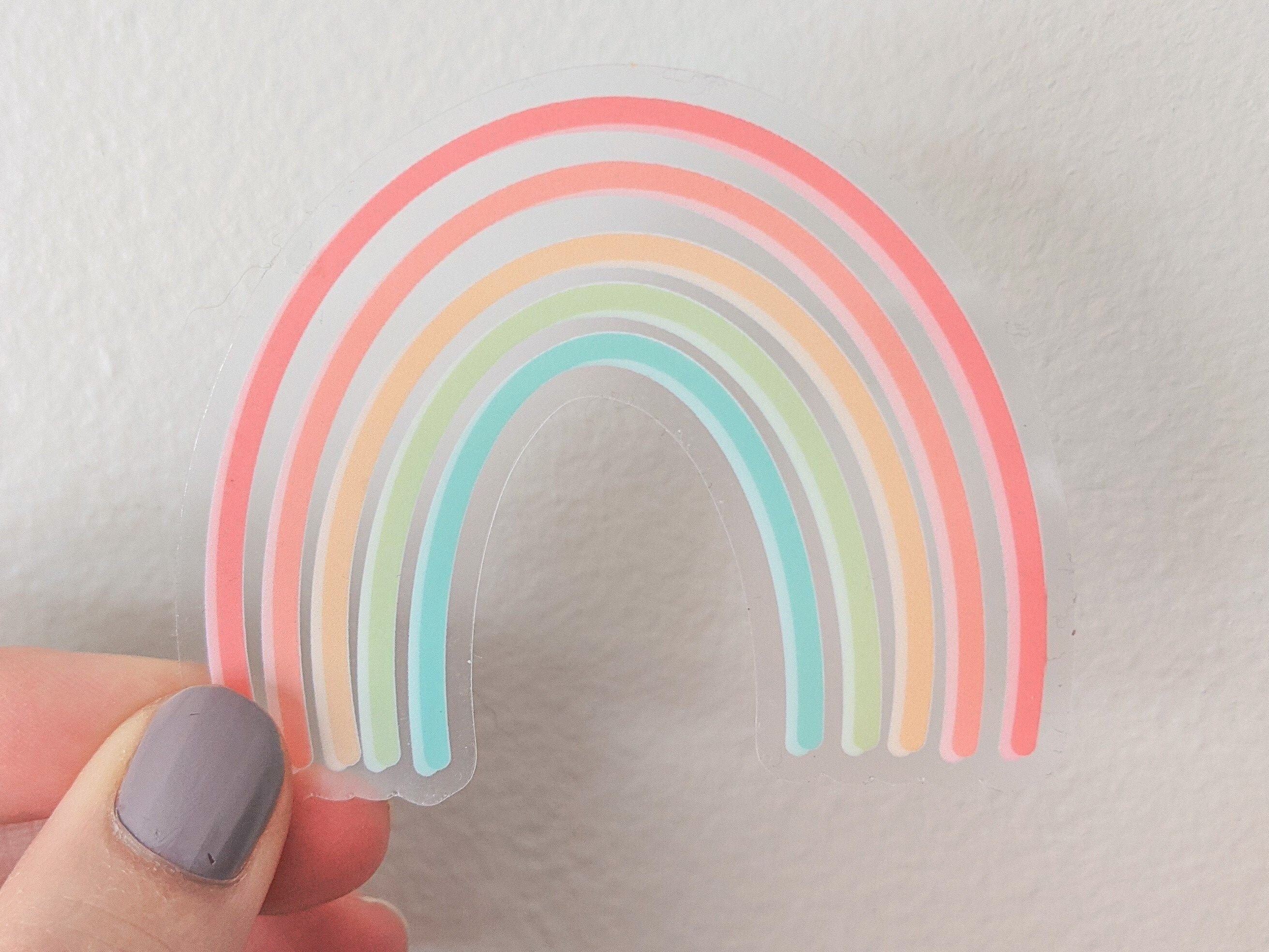clear rainbow sticker 3x25in pastel rainbow sticker etsy