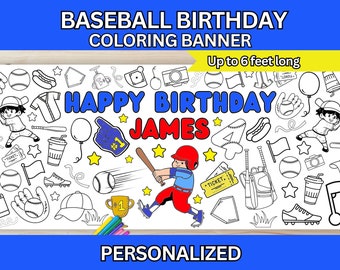 Baseball Birthday Party Giant Coloring Poster Home One Paper Table Runner Birthday Party Personalized Coloring Table Paper