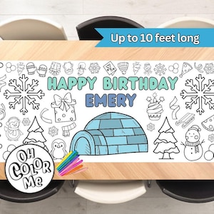 Onederland Birthday Giant Coloring Banner Winter Wonderland Coloring Table Runner Birthday Party Decoration Personalized Coloring Paper