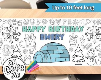 Onederland Birthday Giant Coloring Banner Winter Wonderland Coloring Table Runner Birthday Party Decoration Personalized Coloring Paper