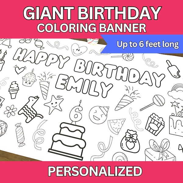 Birthday Party Giant Coloring Poster Paper Table Runner Birthday Party Personalized Coloring Table Runner Tablecloth Kids Party Games