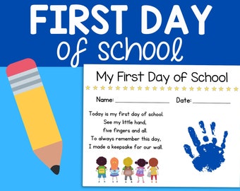 First Day of School Handprint Art Poem Keepsake, First Day of School Crafts for Kids, Handprint Craft, Sensory Craft, School Memory