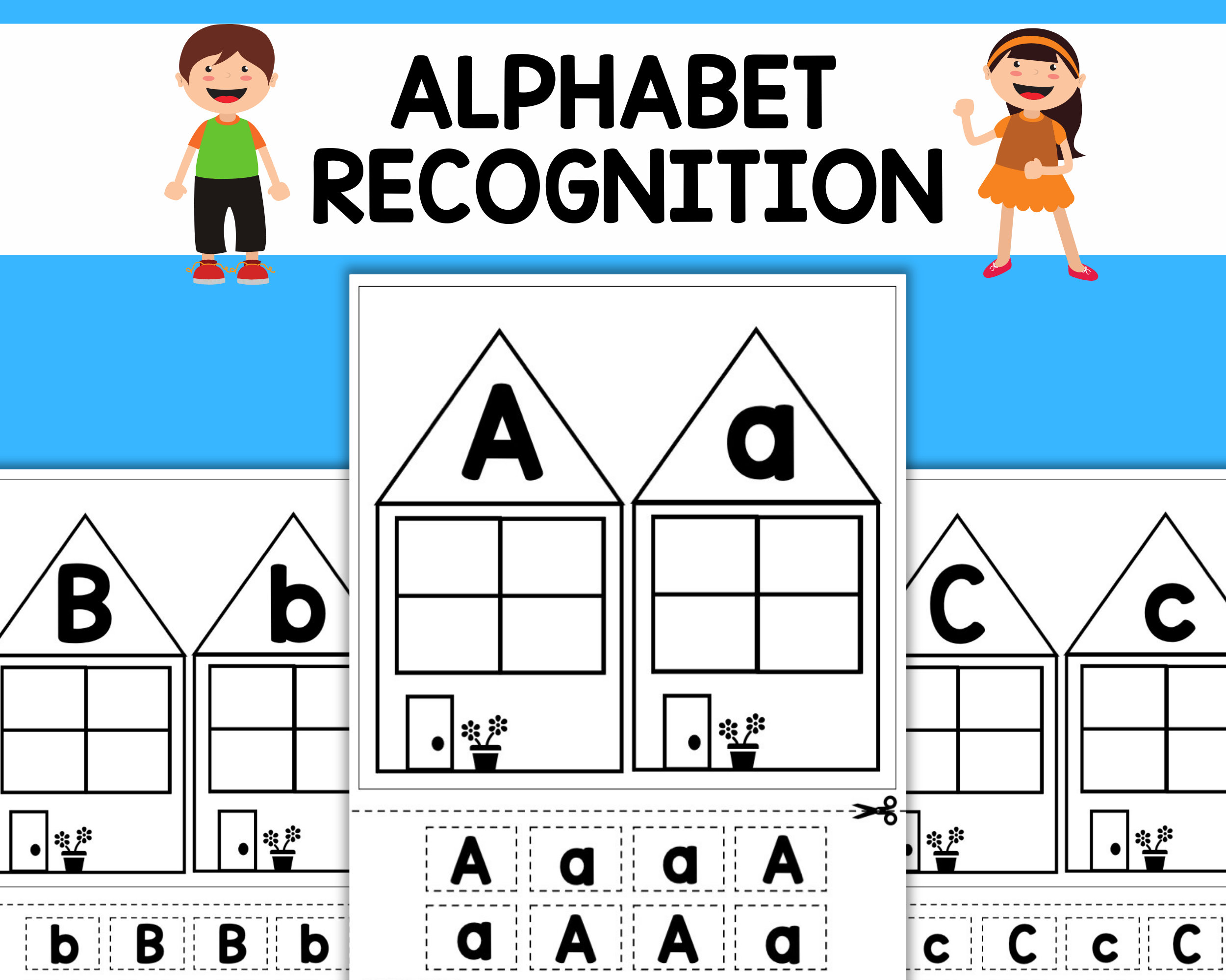 alphabet letter recognition worksheets printable 26 pages etsy