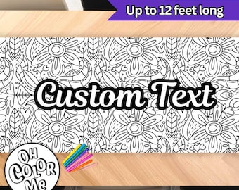 Floral Pattern Coloring Banner Personalized Colouring Poster for Team Building Relaxing Coloring Mandala Giant Paper Large Zen Coloring