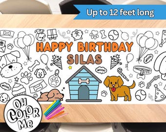Dog Party Birthday Coloring Banner Two Dog Let The Dogs Out Party Giant Coloring Poster Birthday Party Personalized Coloring Paper