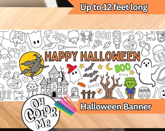 Spooky Halloween Coloring Banner Paper Table Runner Monster Bash Party Decoration Personalized Colouring Tablecloth Kids Party Games
