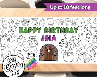 Myth Magic Birthday Coloring Banner Paper Giant Table Runner Birthday Party Personalized Coloring Poster Table Paper