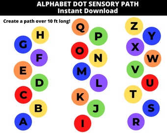 Ruta sensorial SVG Descarga instantánea, Alphabet Dots Vía sensorial, Cricut SVG, Archivo de corte de silueta, Ruptura de movimiento, Roturas cerebrales, Terapia