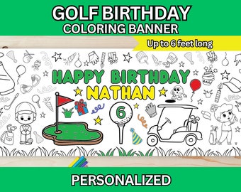 Golf Birthday Party Hole In One Giant Coloring Poster Paper Table Runner Birthday Party Personalized Coloring Table Paper Tablecloth Kids