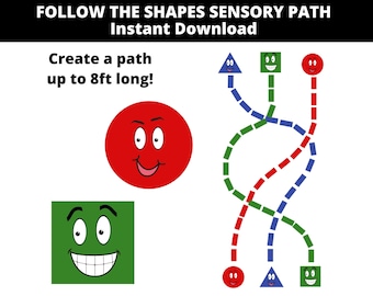 Sensory Path SVG Instant Download, Follow the Shapes Sensory Path, Cricut SVG, Silhouette Cut File, Bewegungspause, Gehirnbrüche, Therapie