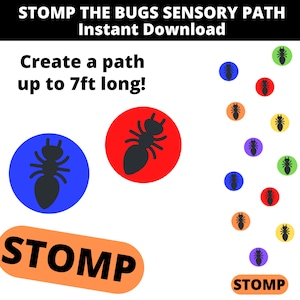 Sensory Path SVG Instant Download, Stomp the Bugs Sensory Pathway, Cricut SVG, Silhouette Cut File, Movement Break, Brain Breaks, Therapy