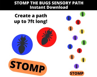 Sensory Path SVG Instant Download, Stomp the Bugs Sensory Pathway, Cricut SVG, Silhouette Cut File, Movement Break, Brain Breaks, Therapy