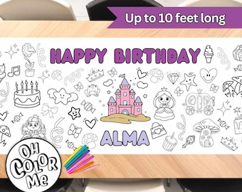 Princess Birthday Giant Coloring Poster Coloring Paper Banner Table Runner Birthday Party Decoration Personalized Coloring Paper Tablecloth