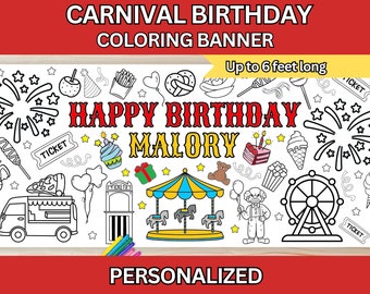 Carnival Birthday Party Giant Coloring Poster Paper Table Runner Birthday Party Personalized Coloring Table Paper