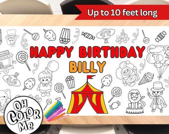 Circus Birthday Party Giant Coloring Poster Paper Table Runner Birthday Party Decoration Personalized Coloring Paper Banner