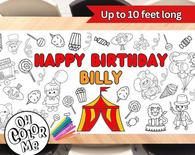 Vegetable Themed Birthday Coloring Page Table Runner for Kids Farmers ...