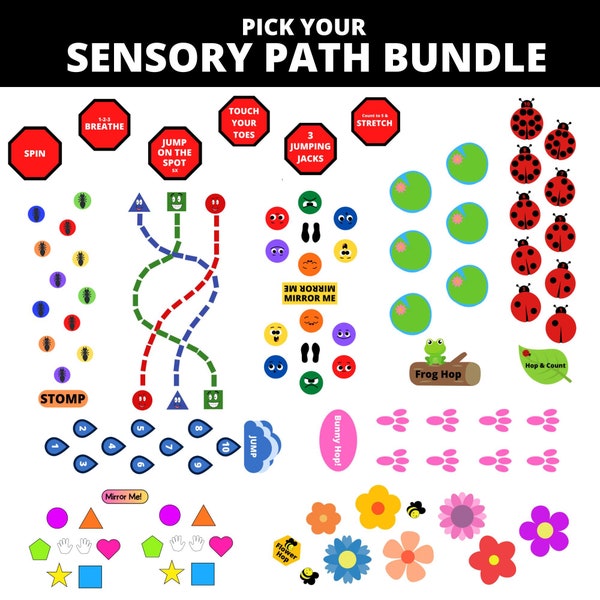 Sensory Path Floor Stickers Pick Your Own Bundle, 5 Designs, Sensory Hallway, Sensory Floor Decal Stickers, Sensory Walk, Floor Decal School