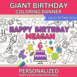 Affiche de griffonnage géante à colorier pour fête d'anniversaire, chemin de table en papier, chemin de table à colorier personnalisé pour fête d'anniversaire, nappe pour enfants, jeu de fête