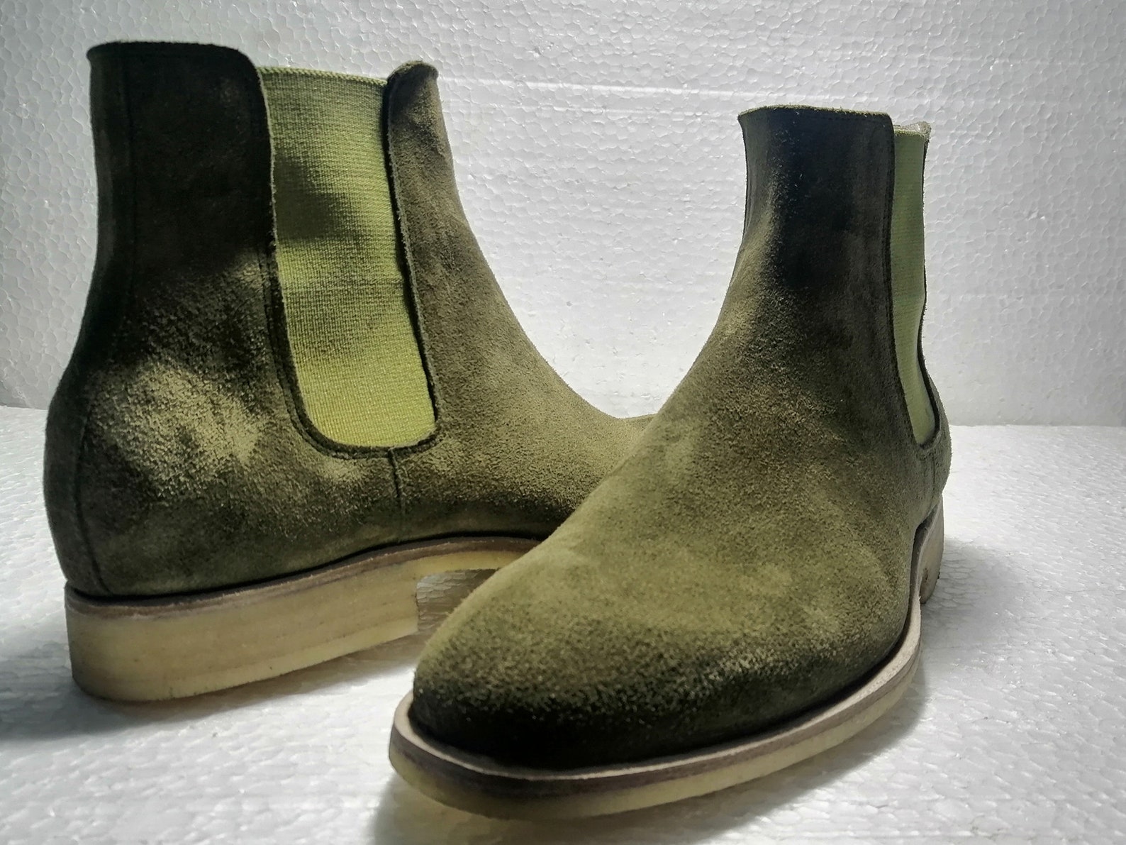 olive green chelsea boots