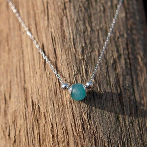 Dainty sterling silver necklace with turquoise jade, everyday necklace, layered necklace