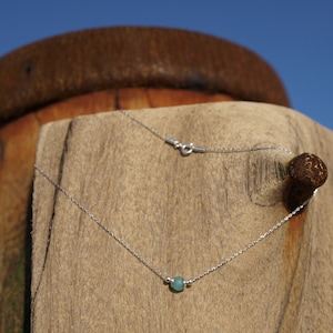 Dainty sterling silver choker with turquoise jade. Minimalist necklace. Single bead choker.