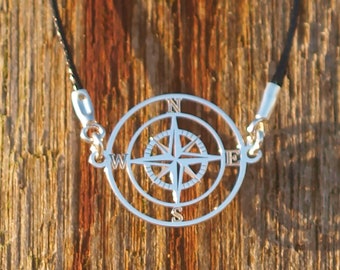 Compass rose bracelet, silver charm bracelet