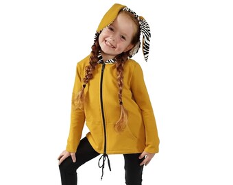 Girls Long Lightweight Bunny Ear Hooded Jumper