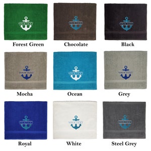 Personalised Embroidery Nautical Wheel/Anchor Hand/Bath Towels 100% Ringspun Cotton