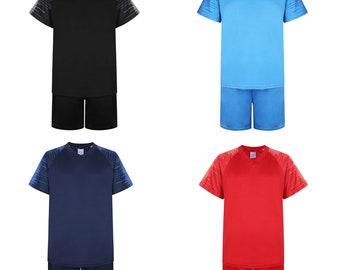 Kids Short Sleeve T-Shirt and Shorts Set Boys Girls Sports Top Bottoms 100% Polyester