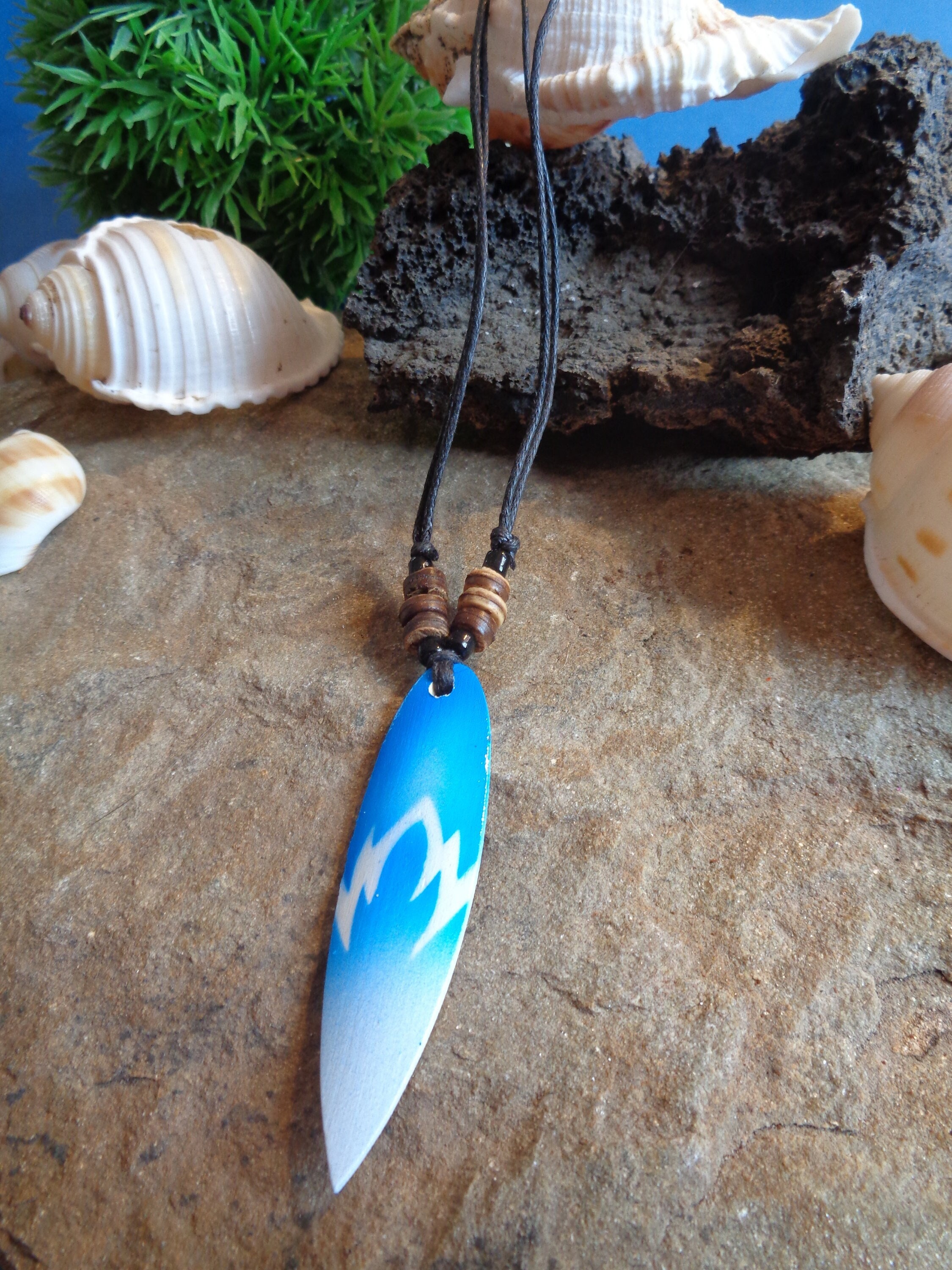 Surfer necklace with surfboard pendant airbrush technique Etsy