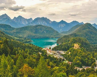 Views from Neuschwanstein Castle - Digital Print - Hohenschwangau, Germany - Lake Views - Mountain Views -