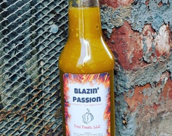 Hot Sauce/ Trinidadian Blazin' Passion Fruit/ Passion Infused Pepper Sauce/ Passion Fruit Hot Sauce/ Harbenero Sauce/ Scorpion Pepper Sauce