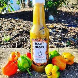 Trinidadian Blazin’ Mango Pepper Sauce/ Hot Sauce/ Trini Pepper Sauce/ Mango Hot Sauce/ Scorpion Pepper Sauce/ Mango Habanero