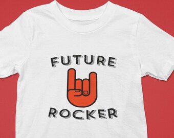 Camisa de música de bebé / Rock N Roll / Cuernos de metal / Primer regalo de cumpleaños / Música bebé regalo / regalos de guitarra / guitarra eléctrica / bebé ducha regalo /