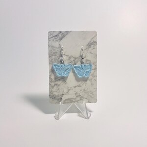 Handmade Pastel Blue Butterfly Polymer Clay Earrings