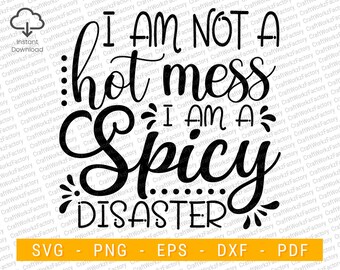 I'm Not A Hot Mess I'm A Spicy Disaster SVG, funny Mom Quote, Warning svg, sassy mom life Svg | Instant download