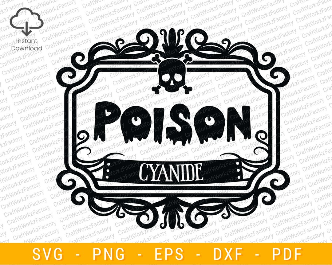 Cyanide Halloween Party Bottle Labels, Fantasy Poison Jar Label, Gothic ...