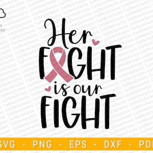Her Fight Is Our Fight svg, Breast Cancer Awareness SVG, Cancer svg, Pink Ribbon svg, Mom Fighter, Breast Cancer Support | Instant download