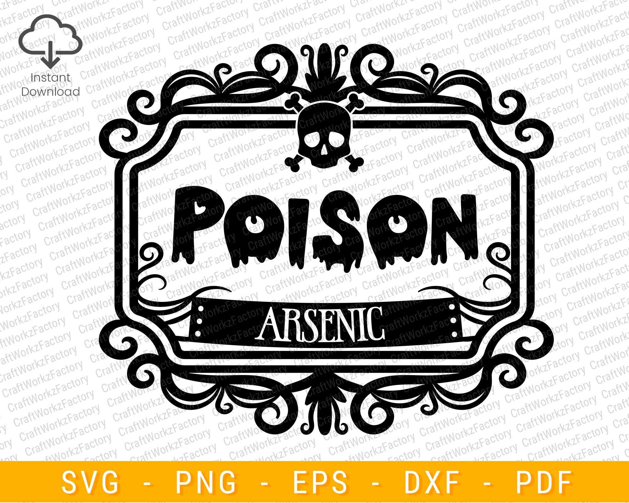 Arsenic Halloween Party Bottle Labels, Fantasy Poison Jar Label