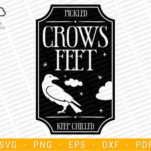 Crows Feet Bottle Labels, potion labels svg, potion labels png, halloween poison label cut file | instant download and Printable