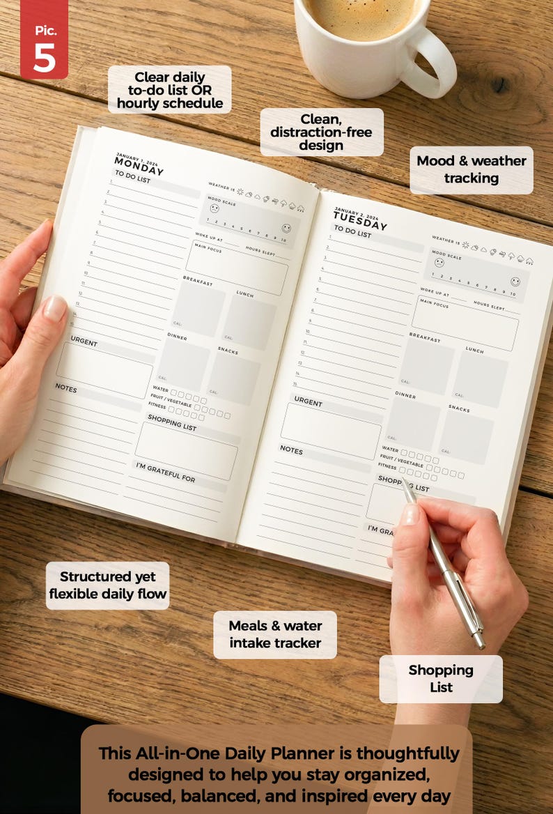 Personalized 2026-2027 Planner: Custom Agenda, Weekly Goals Journal imagen 5